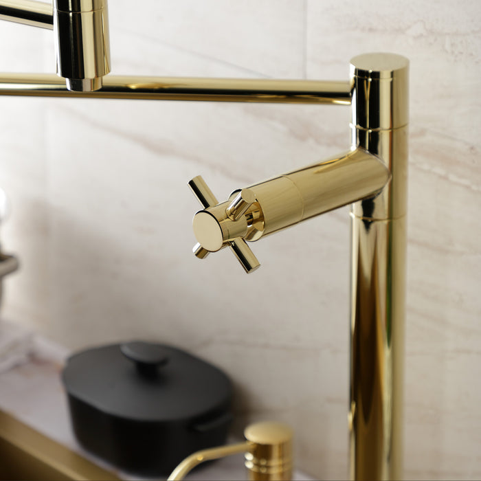 Kingston Sona KS8702DX - Concord Two-Handle 1-Hole Deck Mount Pot Filler Faucet, Polished Brass