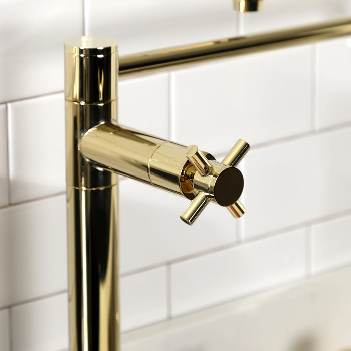 Kingston Sona KS8702DX - Concord Two-Handle 1-Hole Deck Mount Pot Filler Faucet, Polished Brass