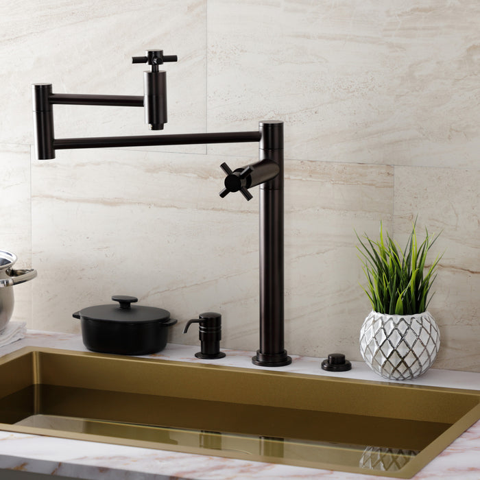 Kingston Sona KS8705DX - Concord Two-Handle 1-Hole Deck Mount Pot Filler Faucet, Oil Rubbed Bronze