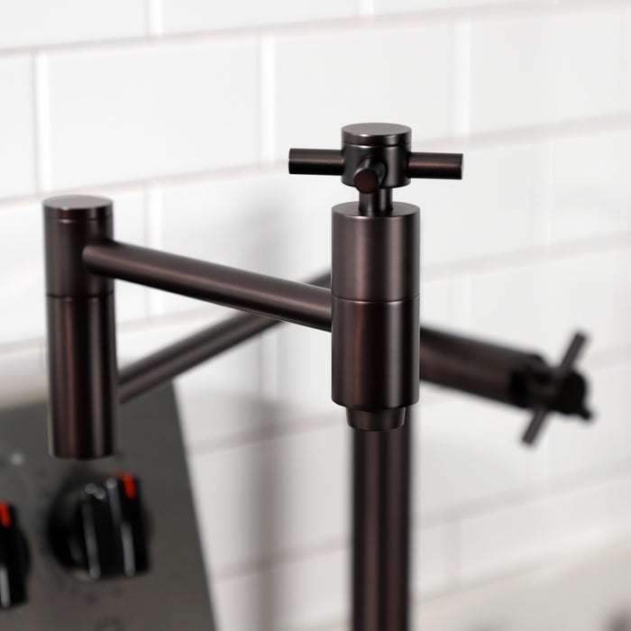 Kingston Sona KS8705DX - Concord Two-Handle 1-Hole Deck Mount Pot Filler Faucet, Oil Rubbed Bronze