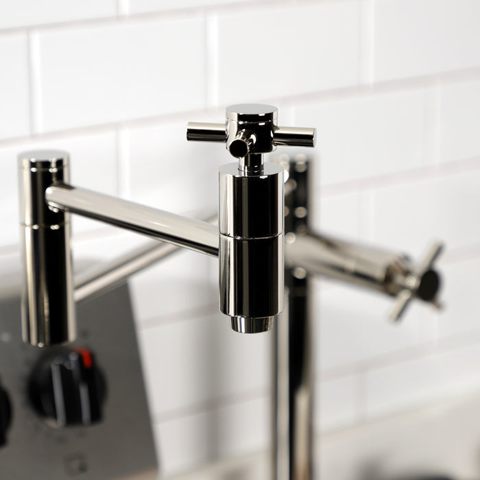 Kingston Sona KS8706DX - Concord Two-Handle 1-Hole Deck Mount Pot Filler Faucet, Polished Nickel