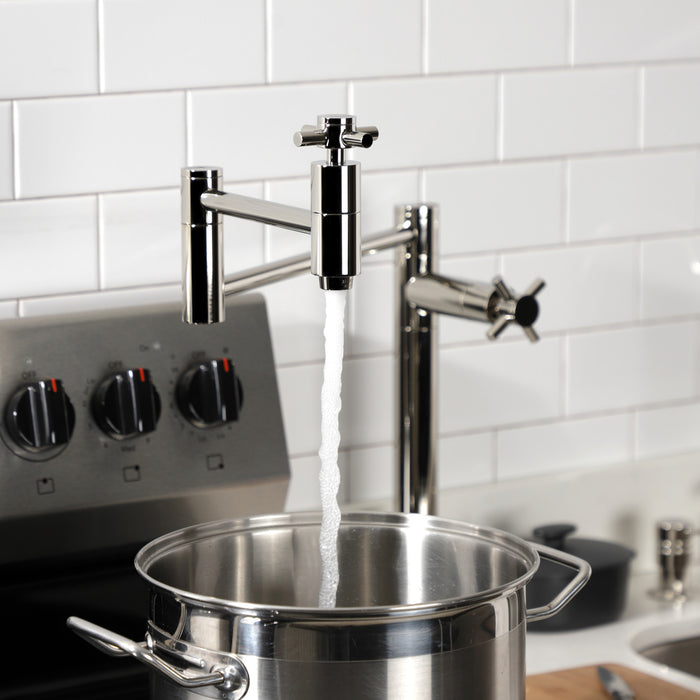 Kingston Sona KS8706DX - Concord Two-Handle 1-Hole Deck Mount Pot Filler Faucet, Polished Nickel