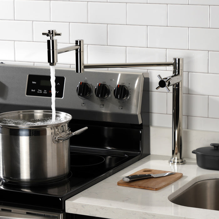 Kingston Sona KS8706DX - Concord Two-Handle 1-Hole Deck Mount Pot Filler Faucet, Polished Nickel