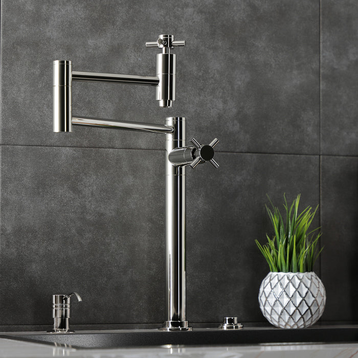 Kingston Sona KS8706DX - Concord Two-Handle 1-Hole Deck Mount Pot Filler Faucet, Polished Nickel