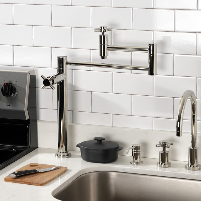 Kingston Sona KS8706DX - Concord Two-Handle 1-Hole Deck Mount Pot Filler Faucet, Polished Nickel