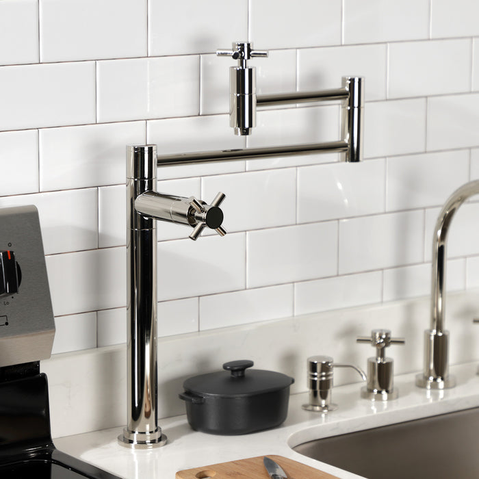 Kingston Sona KS8706DX - Concord Two-Handle 1-Hole Deck Mount Pot Filler Faucet, Polished Nickel