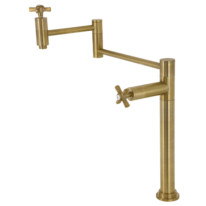 Kingston Tulare KS8707ZX - Millennium Two-Handle 1-Hole Deck Mount Pot Filler Faucet, Brushed Brass