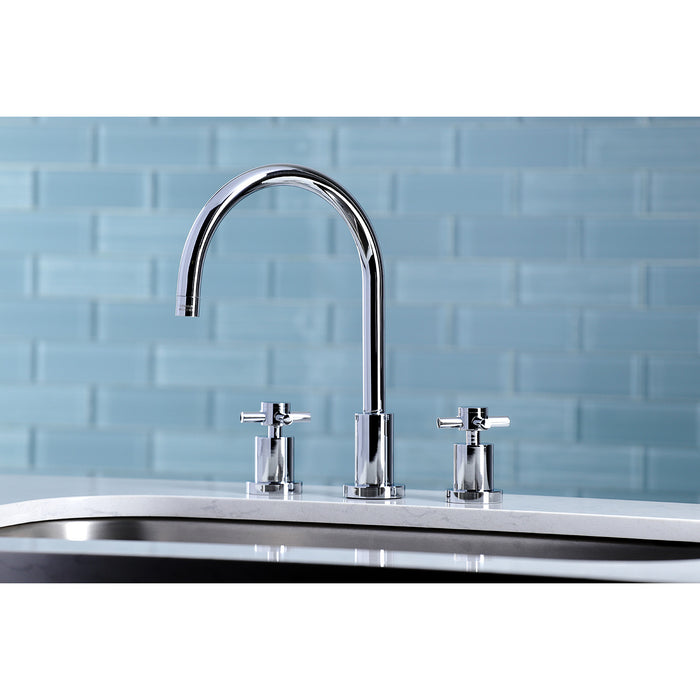 Concord KS8721DXLS Two-Handle 3-Hole Deck Mount Widespread Kitchen Faucet, Polished Chrome