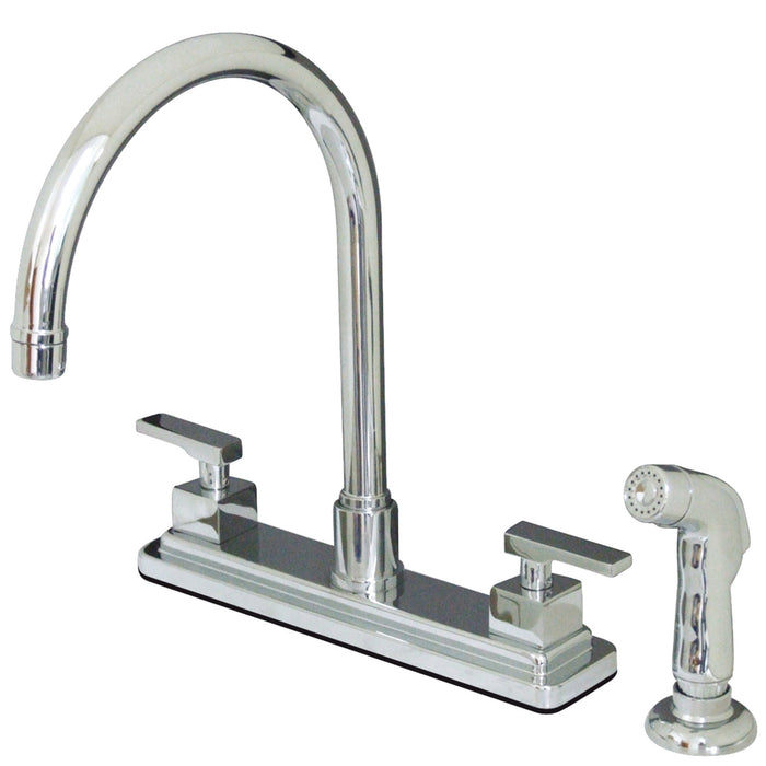 Executive KS8791QLL Two-Handle 4-Hole Deck Mount 8" Centerset Kitchen Faucet with Side Sprayer, Polished Chrome