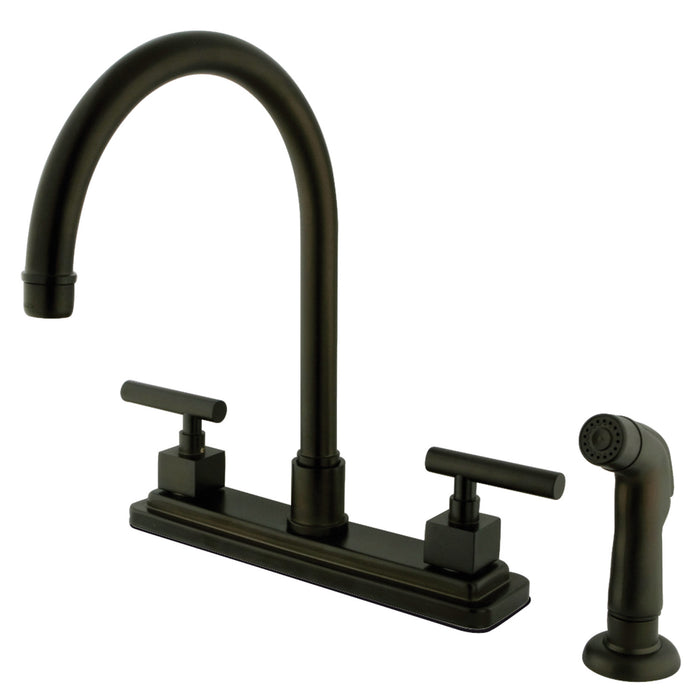 Claremont KS8795CQL Two-Handle 4-Hole Deck Mount 8" Centerset Kitchen Faucet with Side Sprayer, Oil Rubbed Bronze