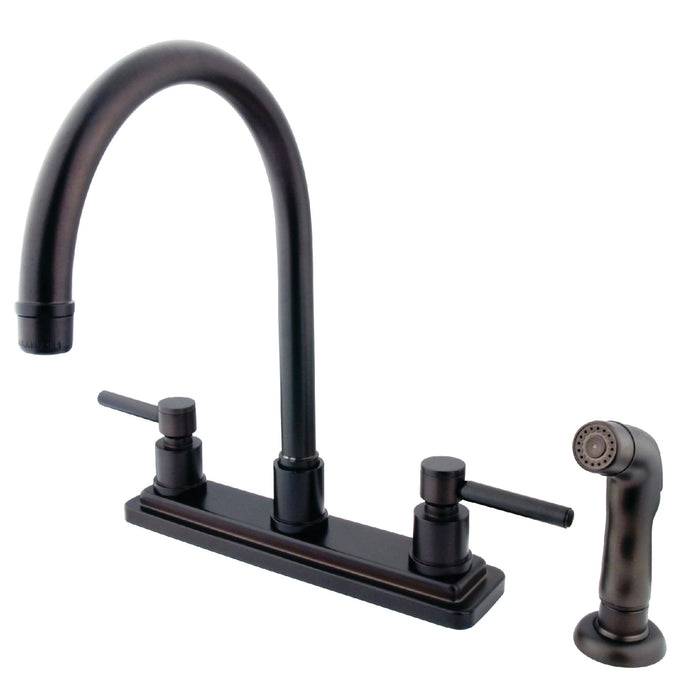Concord KS8795DL Two-Handle 4-Hole Deck Mount 8" Centerset Kitchen Faucet with Side Sprayer, Oil Rubbed Bronze