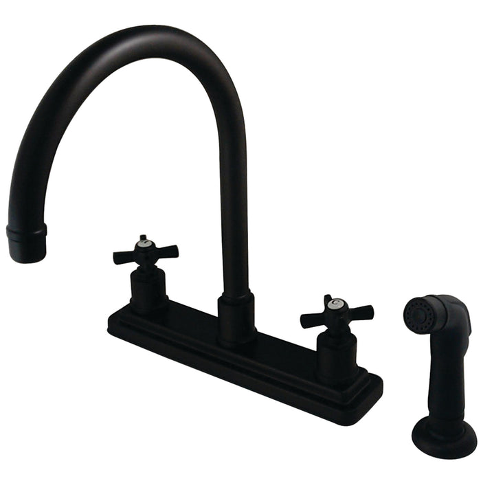 Millennium KS8795ZX Two-Handle 4-Hole Deck Mount 8" Centerset Kitchen Faucet with Side Sprayer, Oil Rubbed Bronze