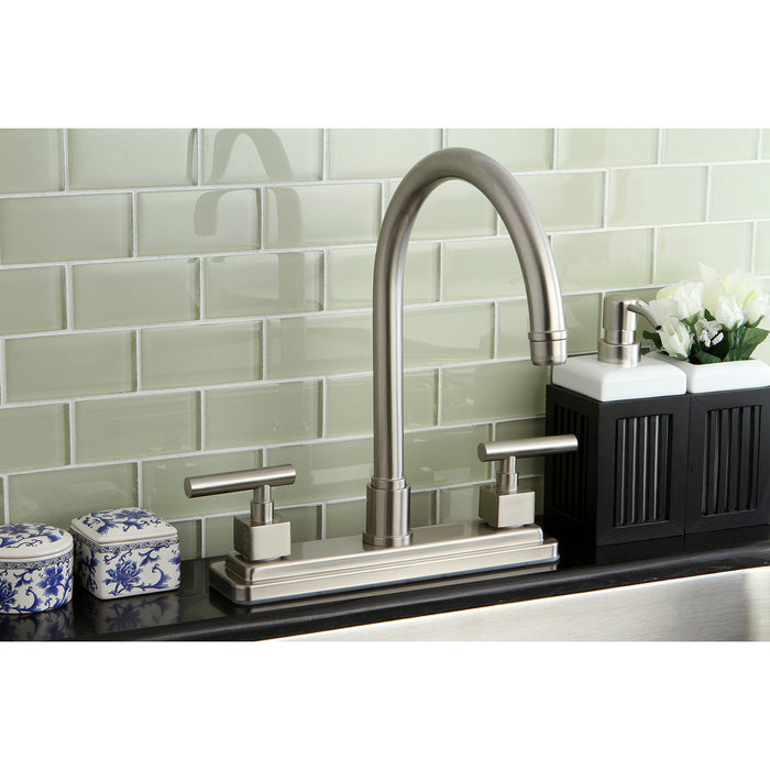 Claremont KS8798CQLLS Two-Handle 1-or-3 Hole Deck Mount 8" Centerset Kitchen Faucet, Brushed Nickel