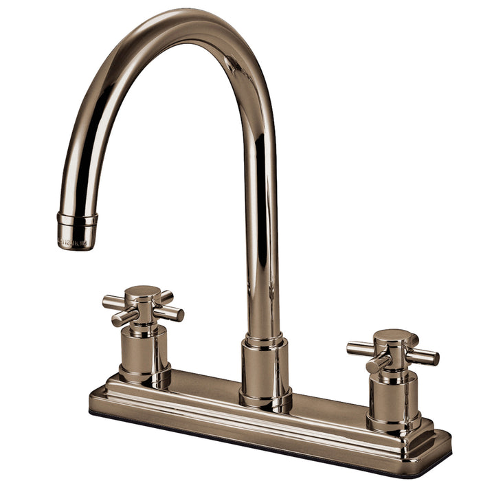 Concord KS8798DXLS Two-Handle 1-or-3 Hole Deck Mount 8" Centerset Kitchen Faucet, Brushed Nickel