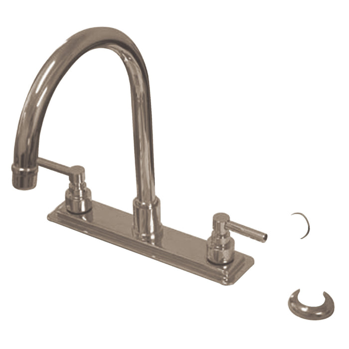 Elinvar KS8798EL Two-Handle 4-Hole Deck Mount 8" Centerset Kitchen Faucet with Side Sprayer, Brushed Nickel