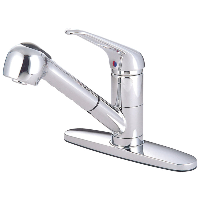 KS881C Single-Handle 1-or-3 Hole Deck Mount Pull-Out Sprayer Kitchen Faucet, Polished Chrome