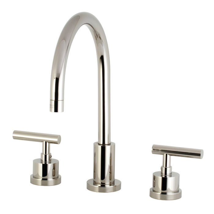 Manhattan KS8926CML Two-Handle 3-Hole Deck Mount Widespread Bathroom Faucet with Brass Pop-Up, Polished Nickel
