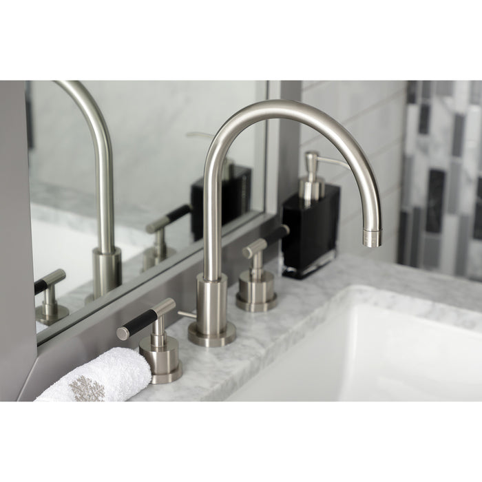 Kaiser KS8928CKL Two-Handle Deck Mount Widespread Bathroom Faucet with Brass Pop-Up, Brushed Nickel