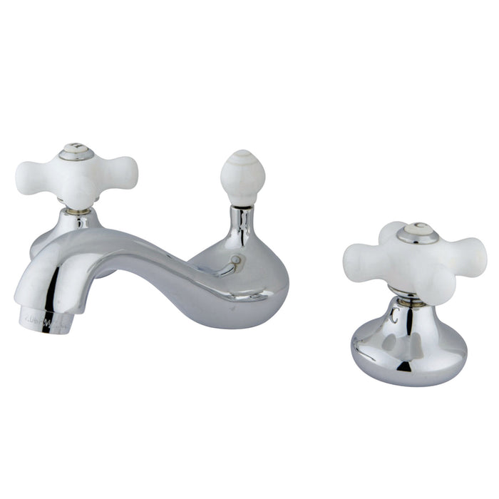 Kingston Heirloom KS941CXTwo-Handle 3-Hole Deck Mount Widespread Bathroom Faucet with ABS Pop-Up Drain, Polished Chrome