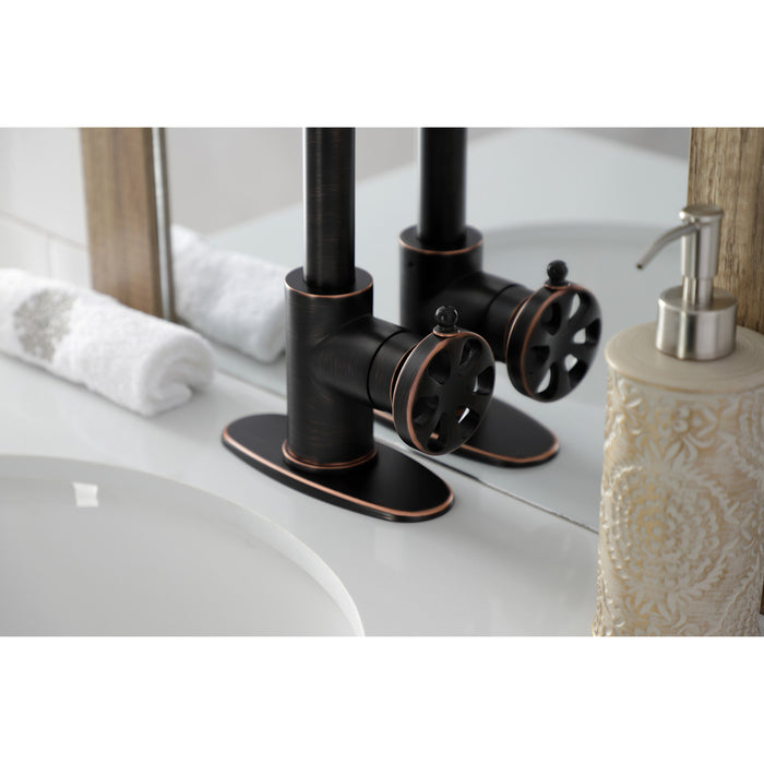 Kingston Sona KSD144RXNB - Belknap One-Handle 1-Hole Bathroom Faucet with Deck Plate and Push Pop-Up Drain, Naples Bronze