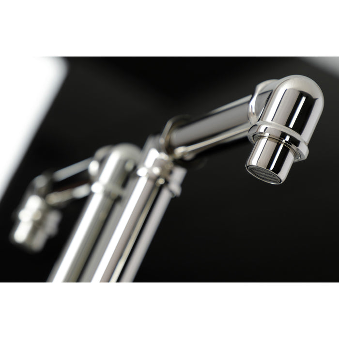 Kingston Sona KSD144RXPN - Belknap One-Handle 1-Hole Bathroom Faucet with Deck Plate and Push Pop-Up Drain, Polished Nickel
