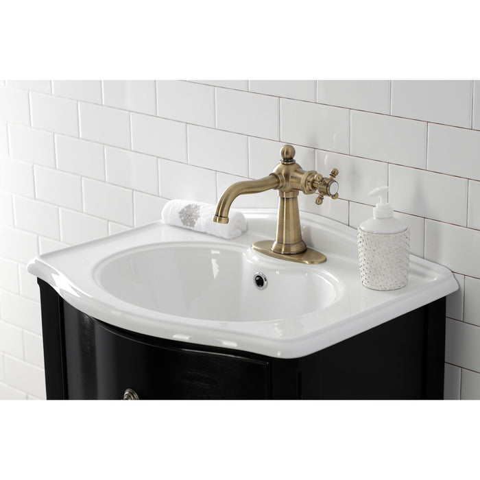 Nautical KSD154BXAB Single-Handle 1-Hole Deck Mount Bathroom Faucet with Push Pop-Up and Deck Plate, Antique Brass