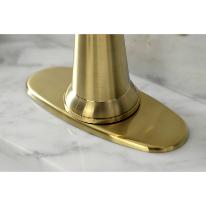 Kingston Heirloom KSD154BXBB - Nautical One-Handle 1-Hole Bathroom Faucet with Deck Plate and Push Pop-Up Drain, Brushed Brass