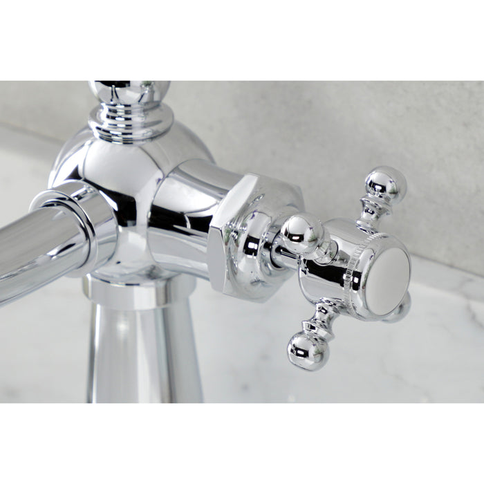 Kingston Heirloom KSD154BXCP - Nautical One-Handle 1-Hole Bathroom Faucet with Deck Plate and Push Pop-Up Drain, Polished Chrome