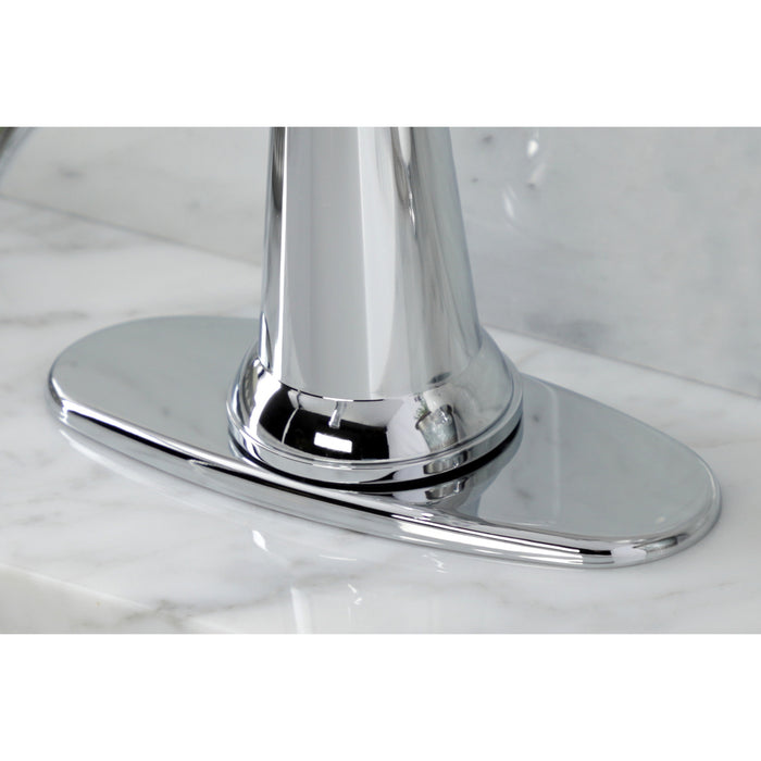 Kingston Heirloom KSD154BXCP - Nautical One-Handle 1-Hole Bathroom Faucet with Deck Plate and Push Pop-Up Drain, Polished Chrome
