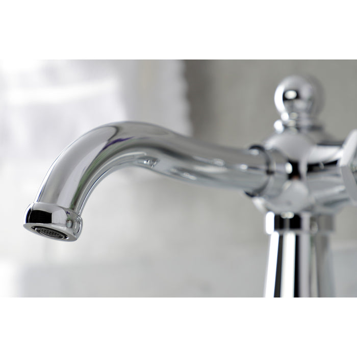 Kingston Heirloom KSD154BXCP - Nautical One-Handle 1-Hole Bathroom Faucet with Deck Plate and Push Pop-Up Drain, Polished Chrome