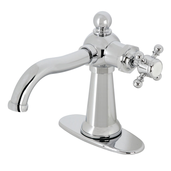 Kingston Heirloom KSD154BXCP - Nautical One-Handle 1-Hole Bathroom Faucet with Deck Plate and Push Pop-Up Drain, Polished Chrome