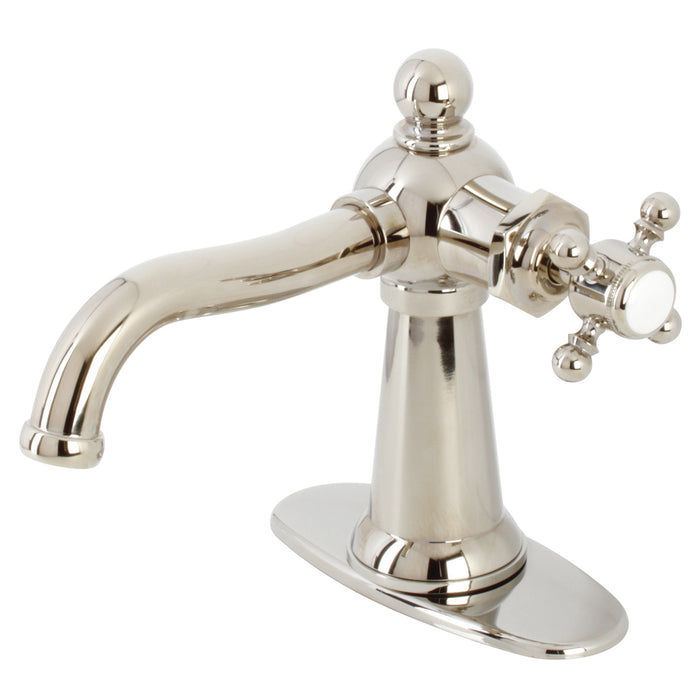 Nautical KSD154BXPN Single-Handle 1-Hole Deck Mount Bathroom Faucet with Push Pop-Up and Deck Plate, Polished Nickel