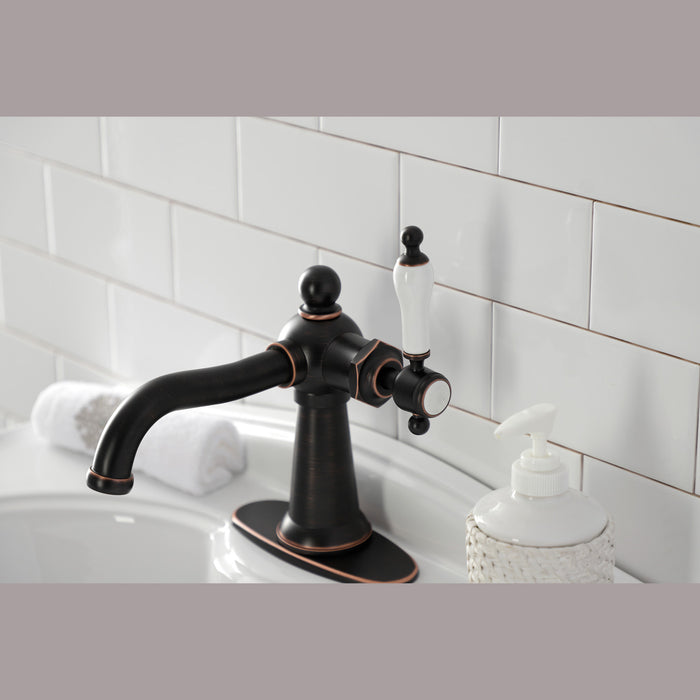 Nautical KSD154KLNB Single-Handle 1-Hole Deck Mount Bathroom Faucet with Push Pop-Up and Deck Plate, Naples Bronze
