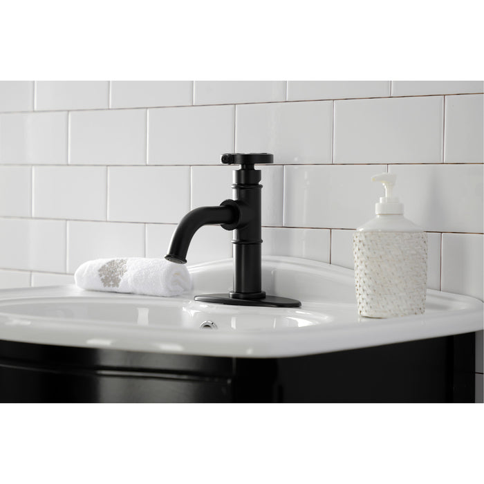 Belknap KSD2820RX Single-Handle 1-Hole Deck Mount Bathroom Faucet with Push Pop-Up and Deck Plate, Matte Black