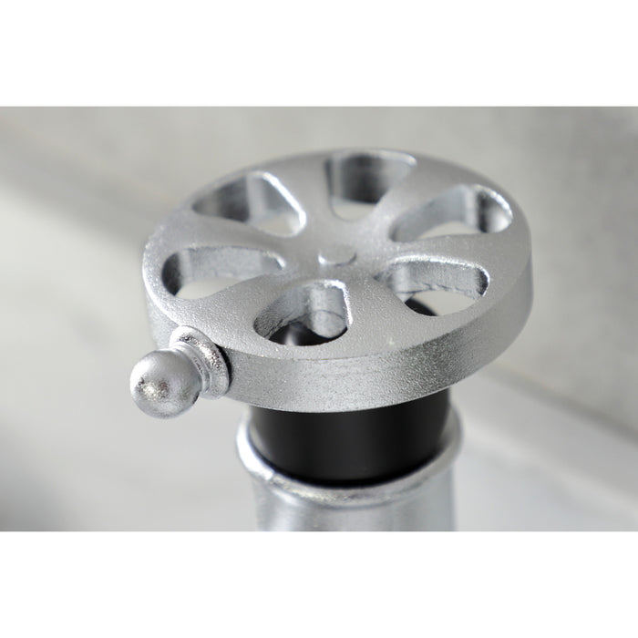 Kingston Sona KSD2821RX - Belknap One-Handle 1-Hole Bathroom Faucet with Deck Plate and Push Pop-Up Drain, Matte Black/Polished Chrome