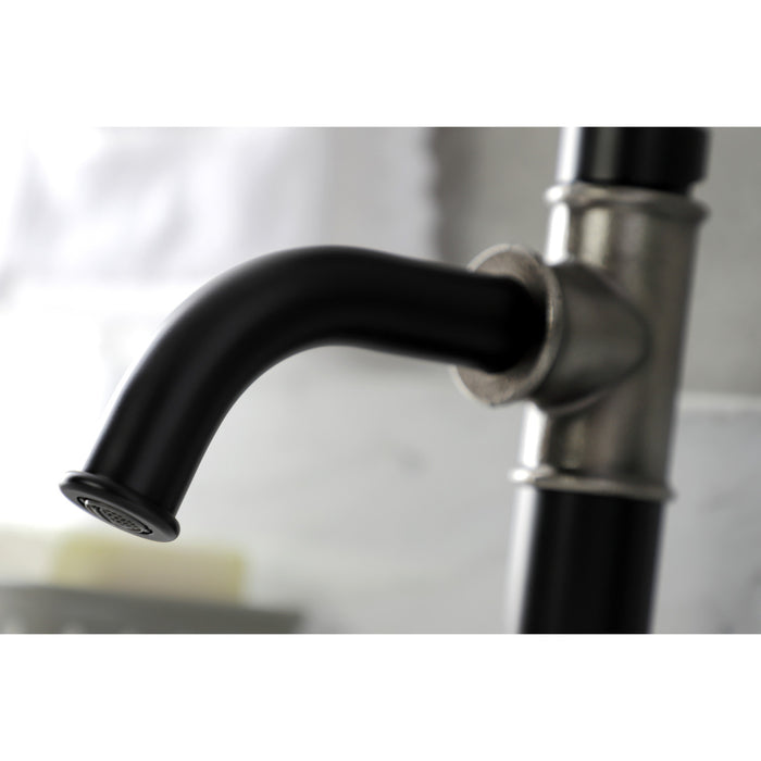 Belknap KSD2824RX Single-Handle 1-Hole Deck Mount Bathroom Faucet with Push Pop-Up and Deck Plate, Matte Black/Black Stainless