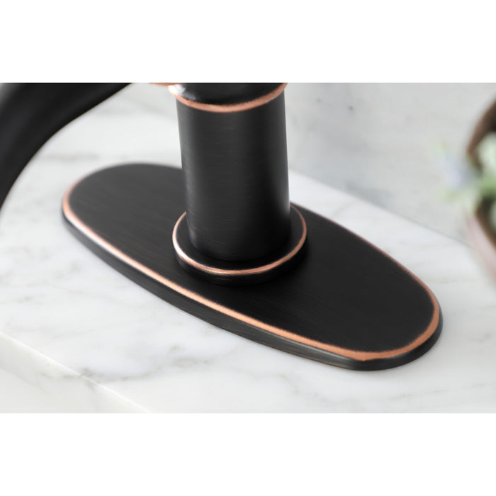 Kingston Sona KSD282RXNB - Belknap One-Handle 1-Hole Bathroom Faucet with Deck Plate and Push Pop-Up Drain, Naples Bronze