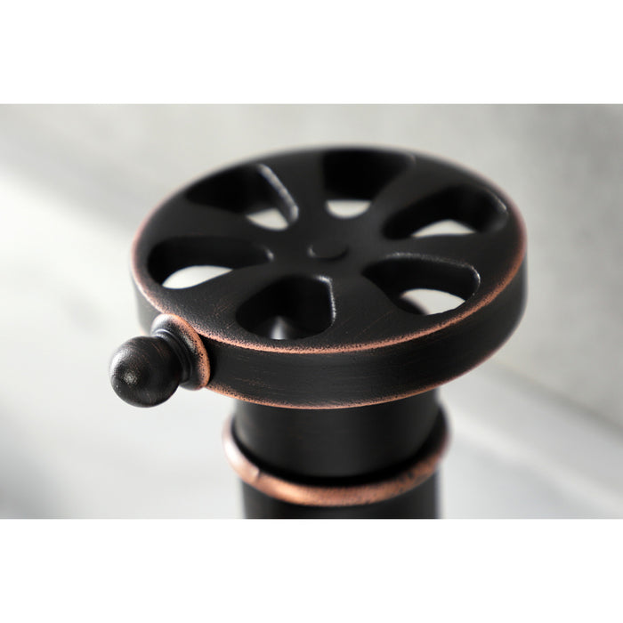 Kingston Sona KSD282RXNB - Belknap One-Handle 1-Hole Bathroom Faucet with Deck Plate and Push Pop-Up Drain, Naples Bronze