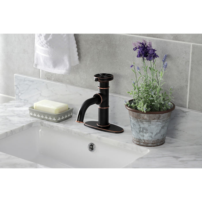 Kingston Sona KSD282RXNB - Belknap One-Handle 1-Hole Bathroom Faucet with Deck Plate and Push Pop-Up Drain, Naples Bronze