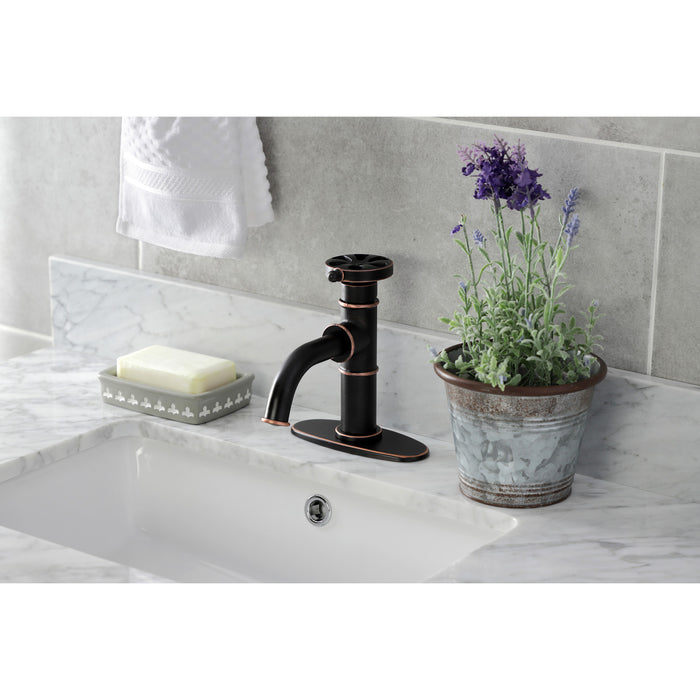 Belknap KSD282RXNB Single-Handle 1-Hole Deck Mount Bathroom Faucet with Push Pop-Up and Deck Plate, Naples Bronze