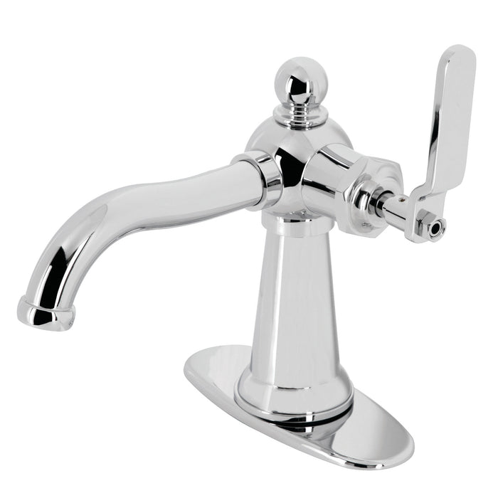 Knight KSD3541KL Single-Handle 1-Hole Deck Mount Bathroom Faucet with Push Pop-Up and Deck Plate, Polished Chrome