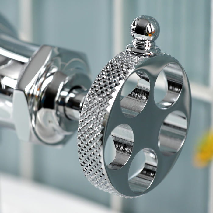 Webb KSD3541RKX Single-Handle 1-Hole Deck Mount Bathroom Faucet with Knurled Handle and Push Pop-Up Drain, Polished Chrome