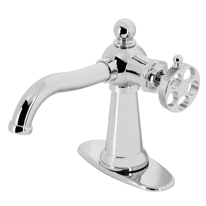 Webb KSD3541RKX Single-Handle 1-Hole Deck Mount Bathroom Faucet with Knurled Handle and Push Pop-Up Drain, Polished Chrome