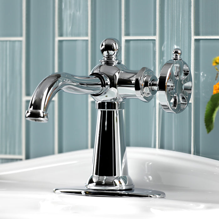 Belknap KSD3541RX Single-Handle 1-Hole Deck Mount Bathroom Faucet with Push Pop-Up and Deck Plate, Polished Chrome