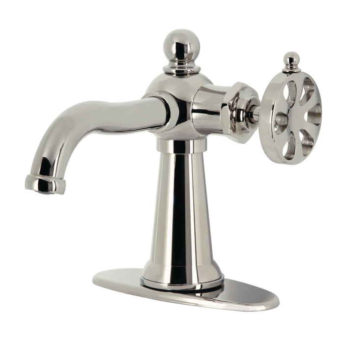 Belknap KSD3546RX Single-Handle 1-Hole Deck Mount Bathroom Faucet with Push Pop-Up and Deck Plate, Polished Nickel