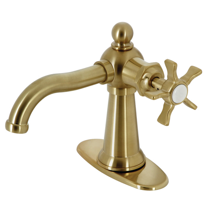 Hamilton KSD3547NX Single-Handle 1-Hole Deck Mount Bathroom Faucet with Push Pop-Up and Deck Plate, Brushed Brass