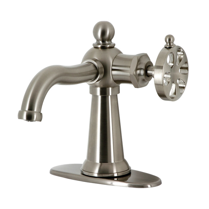 Belknap KSD3548RX Single-Handle 1-Hole Deck Mount Bathroom Faucet with Push Pop-Up and Deck Plate, Brushed Nickel