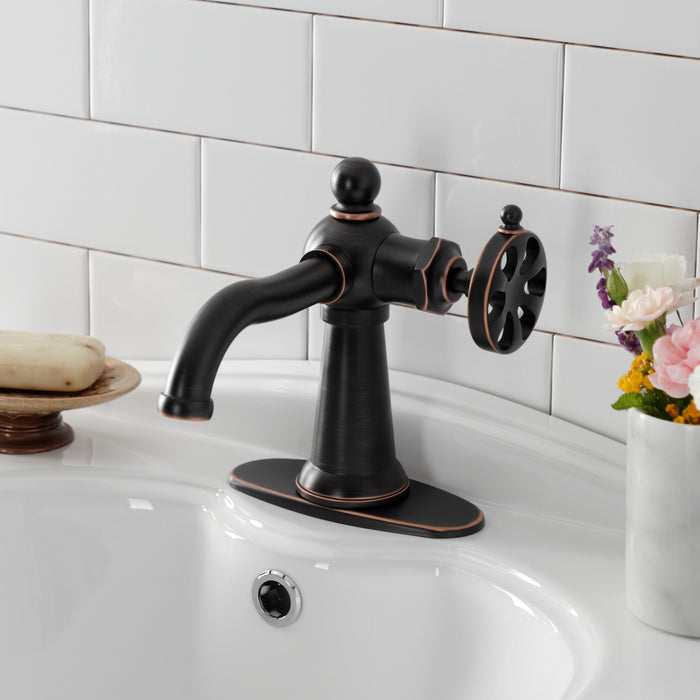 Belknap KSD354RXNB Single-Handle 1-Hole Deck Mount Bathroom Faucet with Push Pop-Up and Deck Plate, Naples Bronze