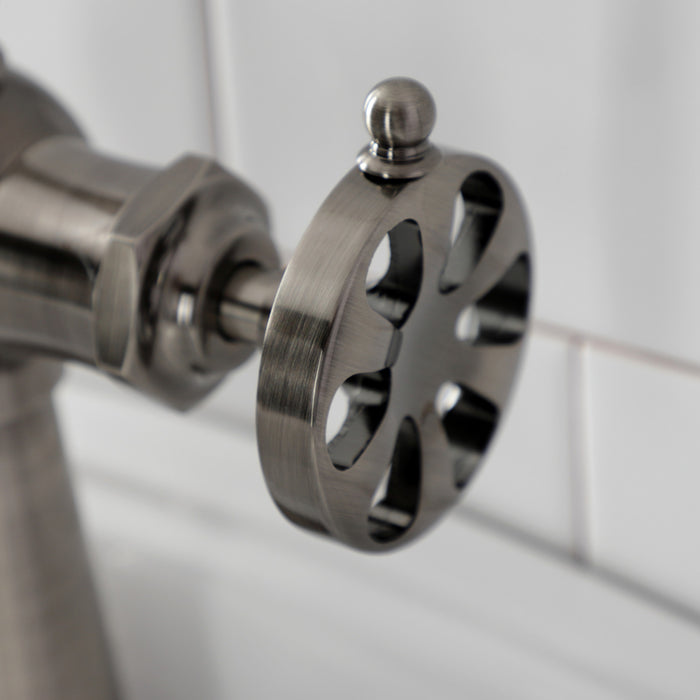Belknap KSD354RXVN Single-Handle 1-Hole Deck Mount Bathroom Faucet with Push Pop-Up and Deck Plate, Black Stainless