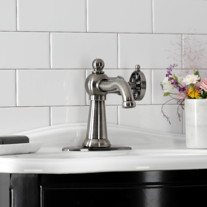 Belknap KSD354RXVN Single-Handle 1-Hole Deck Mount Bathroom Faucet with Push Pop-Up and Deck Plate, Black Stainless